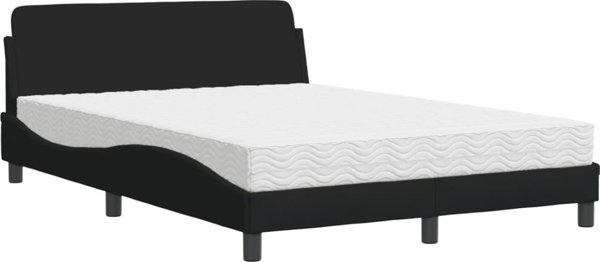 vidaXL Κρεβάτι με στρώμα, μαύρο, 140x200 εκ., επενδυμένο ύφασμα