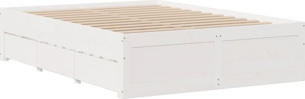 vidaXL Κρεβάτι χωρίς Στρώμα με Συρτάρια Λευκό 140x200 cm από Πεύκο