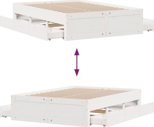vidaXL Κρεβάτι χωρίς Στρώμα με Συρτάρια Λευκό 140x200 cm από Πεύκο