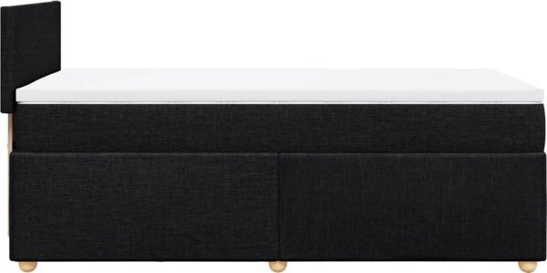 vidaXL Κρεβάτι Continental με στρώμα, μαύρο ύφασμα, 90x200 εκ