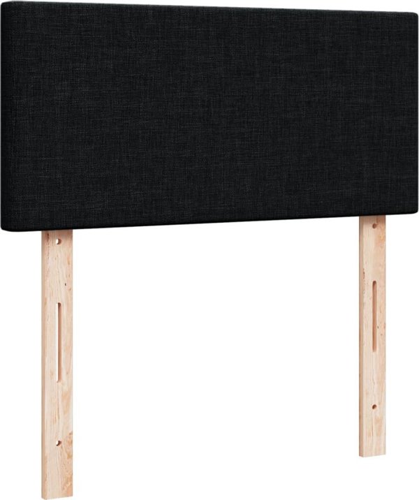 vidaXL Κρεβάτι Continental με στρώμα, μαύρο ύφασμα, 90x200 εκ