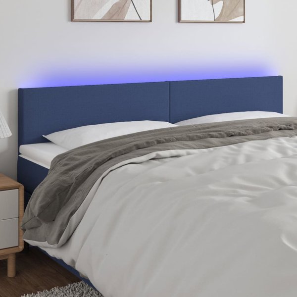 Κεφαλάρι κρεβατιού vidaXL με LED, μπλε, 200x5x78/88 cm, ύφασμα