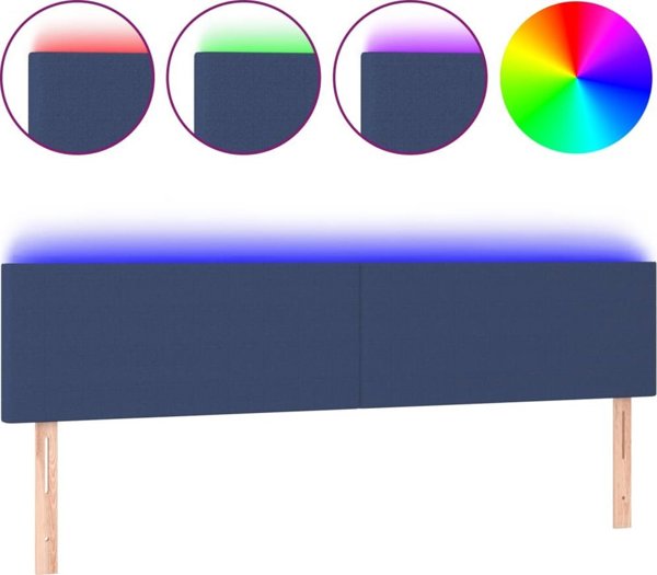 Κεφαλάρι κρεβατιού vidaXL με LED, μπλε, 200x5x78/88 cm, ύφασμα