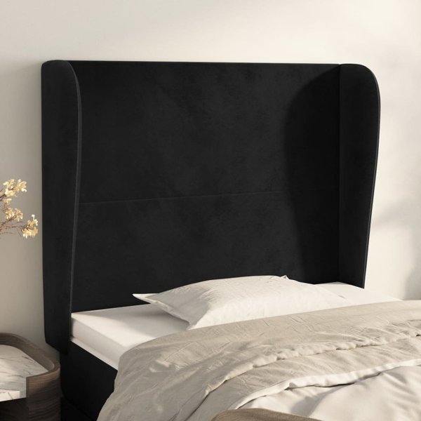 vidaXL Κεφαλάρι Uszak, Μαύρο, 93x23x118/128 cm, Βελούδο