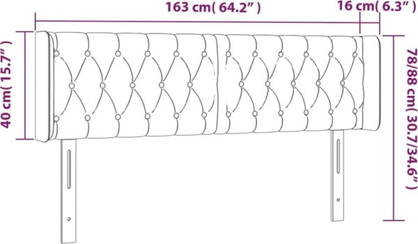 vidaXL Κεφαλάρι Κρεβατιού με LED, Μπλε, 163x16x78/88 cm, Ύφασμα
