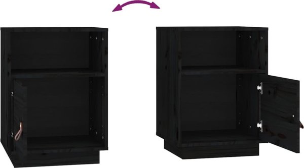 vidaXL Szafki nocne, 2 szt., czarne, 40x34x55 cm, lite drewno sosnowe