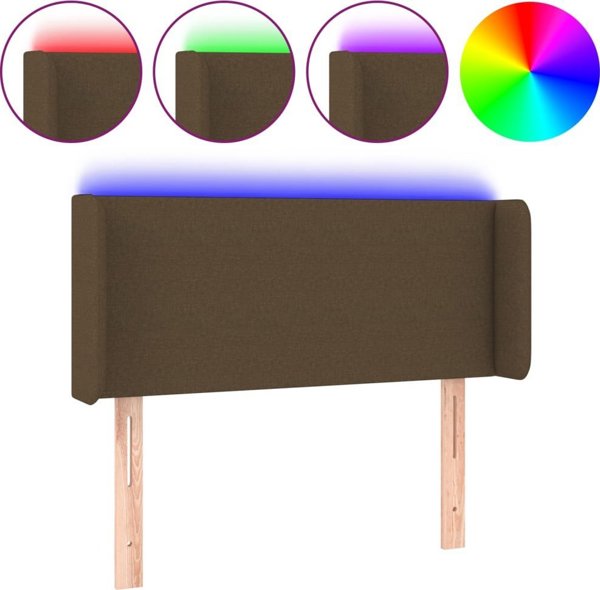 vidaXL Κεφαλάρι κρεβατιού με LED, σκούρο καφέ, 103x16x78/88 cm, υφασμάτινο