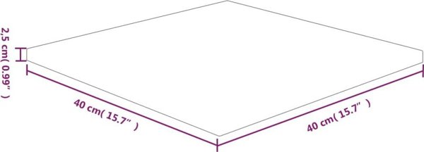 vidaXL Τετράγωνη Επιφάνεια Τραπεζιού, 40x40x2,5 εκ, Ακατέργαστο Δρύινο Ξύλο