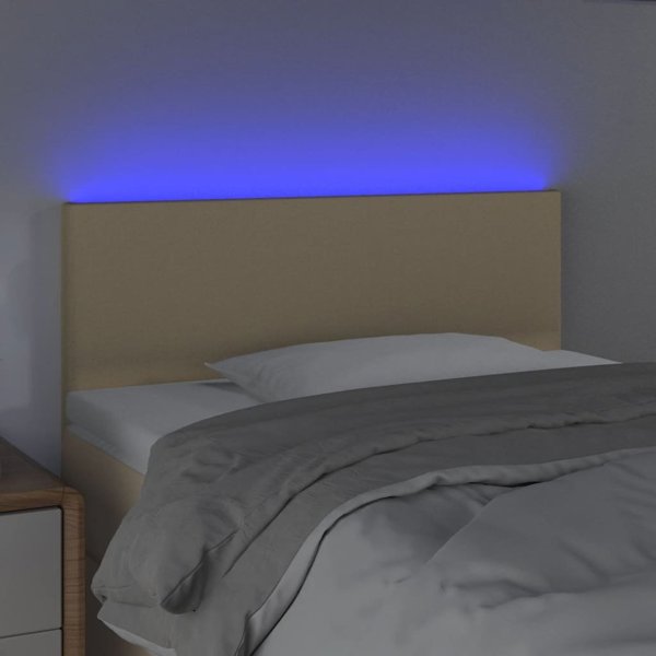 vidaXL Κεφαλάρι Κρεβατιού με LED, Εκρού, 100x5x78/88 cm, Ύφασμα