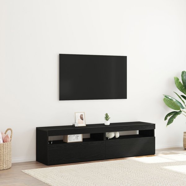 vidaXL Σετ 2 Ντουλάπια TV με LED Φωτισμό, Χρώμα Μαύρη Δρυς, 75x35x40 cm