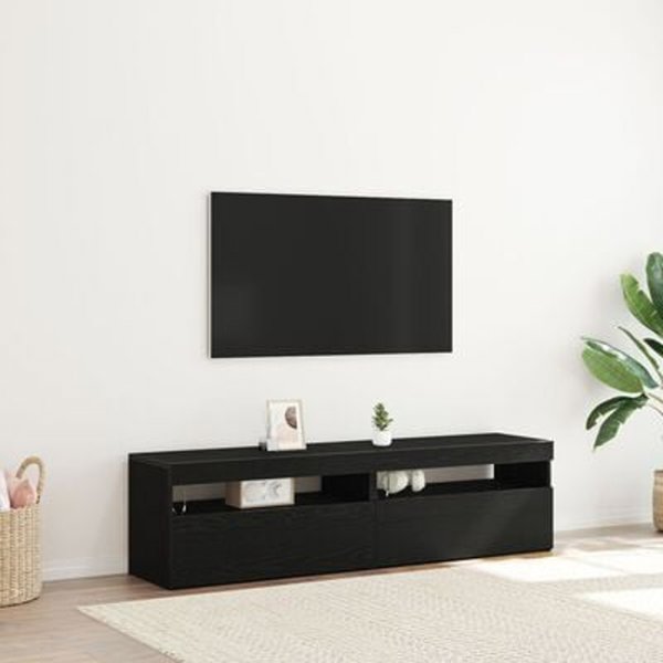 vidaXL Σετ 2 Ντουλάπια TV με LED Φωτισμό, Χρώμα Μαύρη Δρυς, 75x35x40 cm