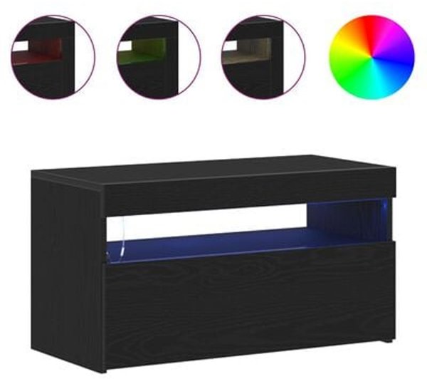 vidaXL Σετ 2 Ντουλάπια TV με LED Φωτισμό, Χρώμα Μαύρη Δρυς, 75x35x40 cm