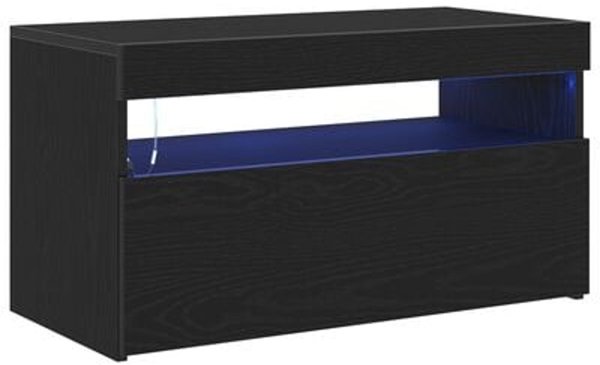 vidaXL Σετ 2 Ντουλάπια TV με LED Φωτισμό, Χρώμα Μαύρη Δρυς, 75x35x40 cm