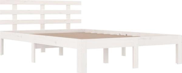 vidaXL Rama lozka, biala, lite drewno, 140 x 190 cm