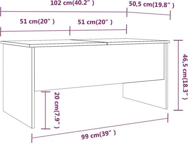 vidaXL Τραπεζάκι καφέ, καπνιστή δρυς, 102x50,5x46,5 cm