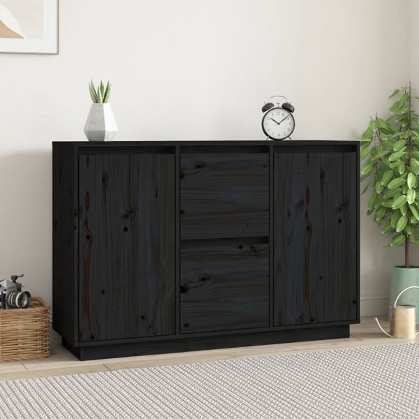 vidaXL vidaXL Komoda, czarna, 111x34x75 cm, drewno sosnowe