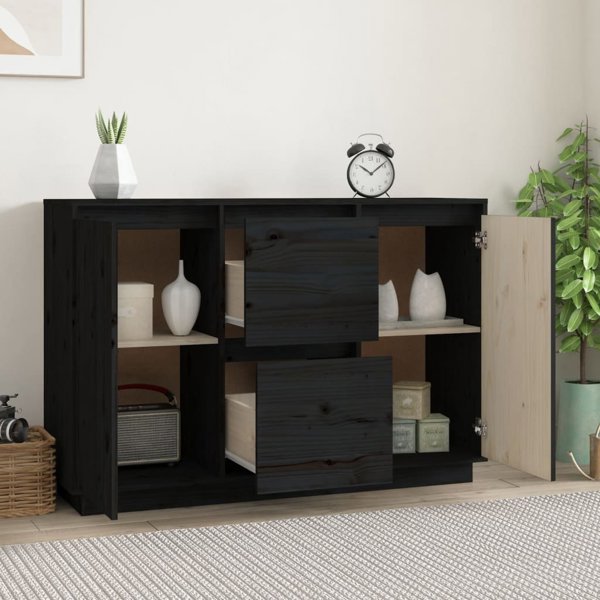 vidaXL vidaXL Komoda, czarna, 111x34x75 cm, drewno sosnowe