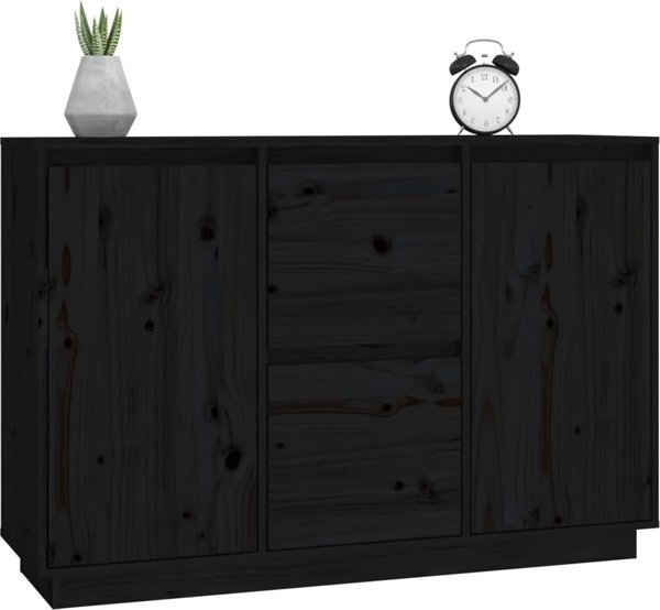 vidaXL vidaXL Komoda, czarna, 111x34x75 cm, drewno sosnowe