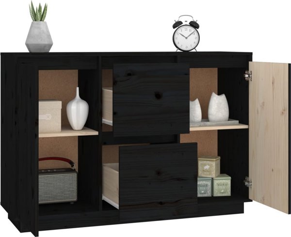vidaXL vidaXL Komoda, czarna, 111x34x75 cm, drewno sosnowe