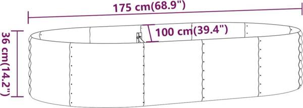 vidaXL vidaXL Donica ogrodowa, malowana proszkowo stal, 175x100x36 cm