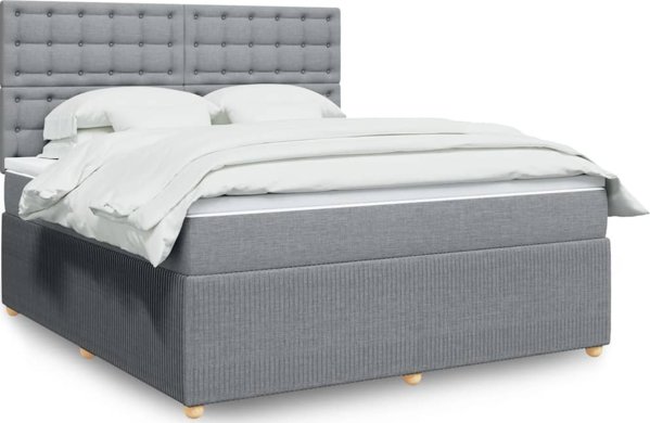 vidaXL Κρεβάτι Continental με στρώμα, ανοιχτό γκρι, ύφασμα, 180x200 εκ.