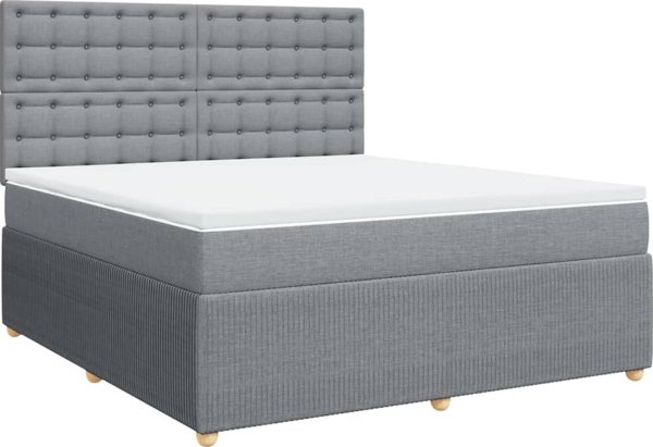 vidaXL Κρεβάτι Continental με στρώμα, ανοιχτό γκρι, ύφασμα, 180x200 εκ.