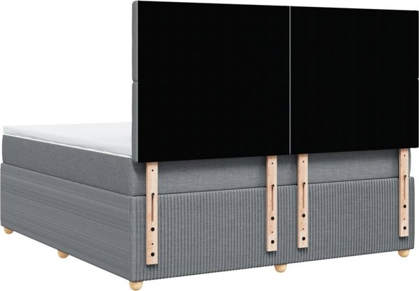 vidaXL Κρεβάτι Continental με στρώμα, ανοιχτό γκρι, ύφασμα, 180x200 εκ.