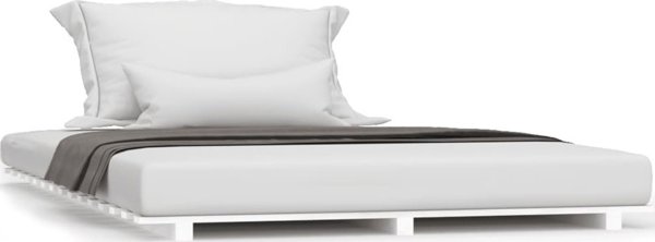 vidaXL Σκελετός κρεβατιού, λευκό, 135x190 cm, μασίφ ξύλο πεύκου