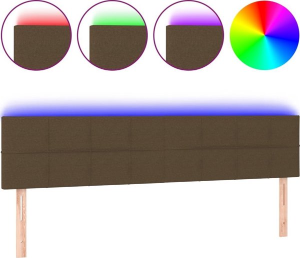 vidaXL Κεφαλάρι για κρεβάτι με LED, σκούρο καφέ, 200x5x78/88 cm, ύφασμα