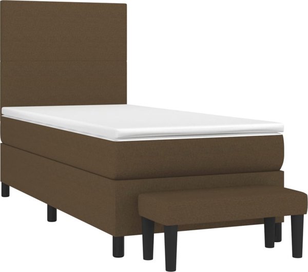 vidaXL Καναπές Κρεβάτι με Στρώμα Καφέ, Ύφασμα, 100x200 εκ.