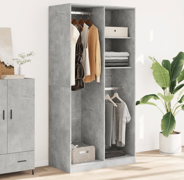 vidaXL Ντουλάπα σε χρώμα σκυροδέματος γκρι, 100x50x200 εκ., μοριοσανίδα