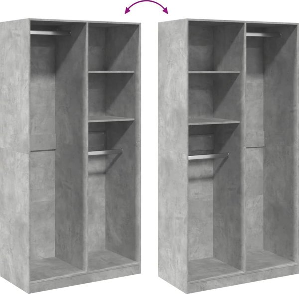vidaXL Ντουλάπα σε χρώμα σκυροδέματος γκρι, 100x50x200 εκ., μοριοσανίδα