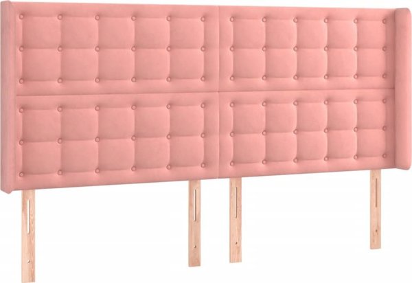 vidaXL Lozko kontynentalne z materacem i LED rozowy aksamit 200x200 cm