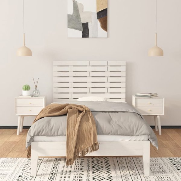 vidaXL Κεφαλάρι Κρεβατιού, Λευκό, 81x3x63 cm, Μασίφ Πεύκο