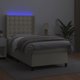 vidaXL Κρεβάτι κοντινεντάλ με LED και στρώμα, εκρού οικοδέρμα, 90x200cm