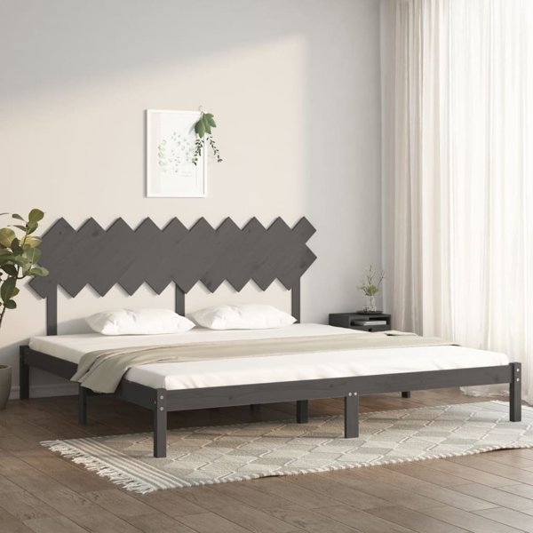 vidaXL Κορνίζα κρεβατιού, γκρι, 200x200 cm, μασίφ ξύλο