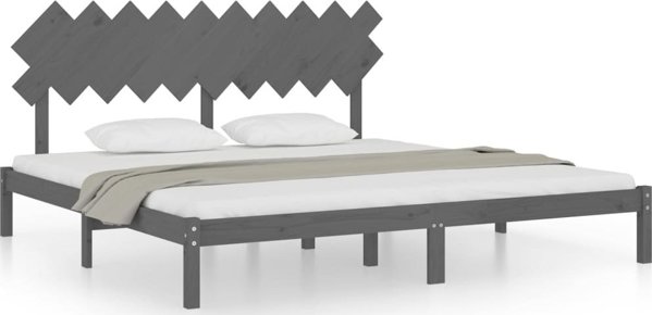 vidaXL Κορνίζα κρεβατιού, γκρι, 200x200 cm, μασίφ ξύλο