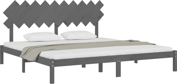 vidaXL Κορνίζα κρεβατιού, γκρι, 200x200 cm, μασίφ ξύλο
