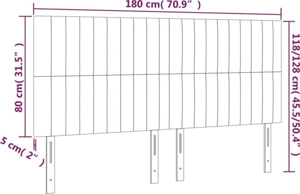vidaXL Ανάκλιντρο Κρεβατιού με Φωτισμό LED Ανοιχτό Γκρι 180x5x118/128 εκ. Βελούδινο