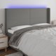 vidaXL Zaglówek do lóżka z LED, ciemnoszary, 163x16x118/128cm, tkanina