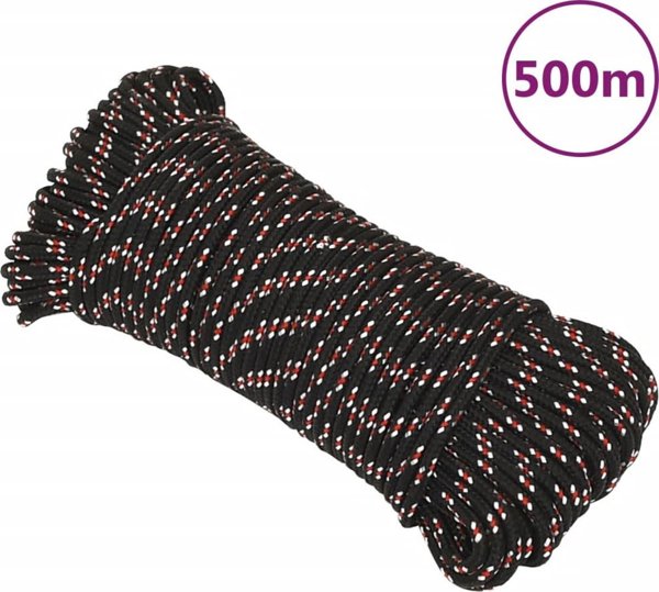 vidaXL Ναυτικό σχοινί, μαύρο, 3 mm, 500 m, πολυπροπυλένιο