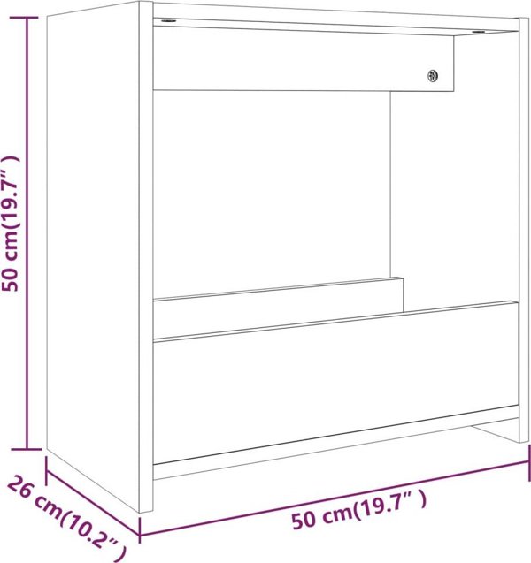 vidaXL Τραπεζάκι πλαϊνό, γκρι δρυς σονόμα, 50x26x50 εκ.