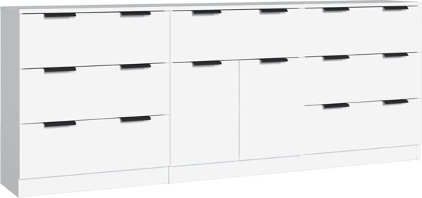 vidaXL Τριπλή συρταριέρα, λευκή, από ξύλινα υλικά