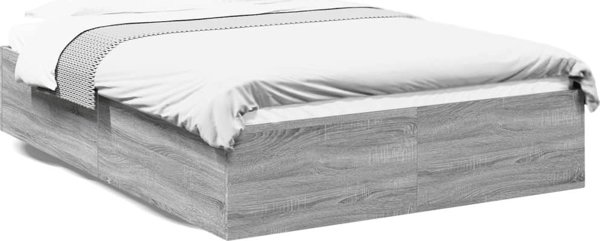 vidaXL Ράμα Κρεβατιού 135x190 cm Γκρι Δρυς Σονόμα
