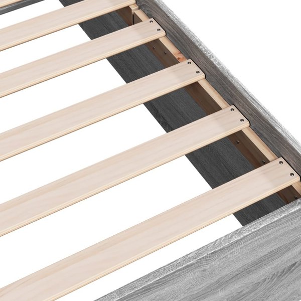 vidaXL Ράμα Κρεβατιού 135x190 cm Γκρι Δρυς Σονόμα