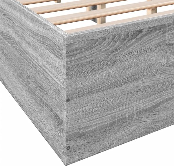 vidaXL Ράμα Κρεβατιού 135x190 cm Γκρι Δρυς Σονόμα