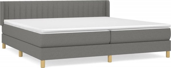 VidaXL Κρεβάτι Kontynental με Στρώμα, Σκούρο Γκρι Υφασμα 200x200 cm