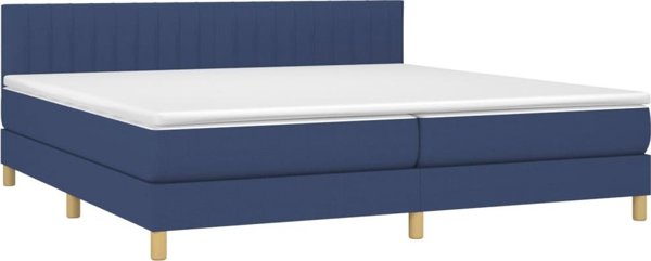 vidaXL Luzko kontynentalne z materacem, niebieskie, 200x200 cm, tkanina