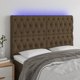 vidaXL Zaglowek do lozka z LED, ciemnobrazowy, 144x7x118/128 cm, tkanina