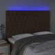 vidaXL Zaglowek do lozka z LED, ciemnobrazowy, 144x7x118/128 cm, tkanina